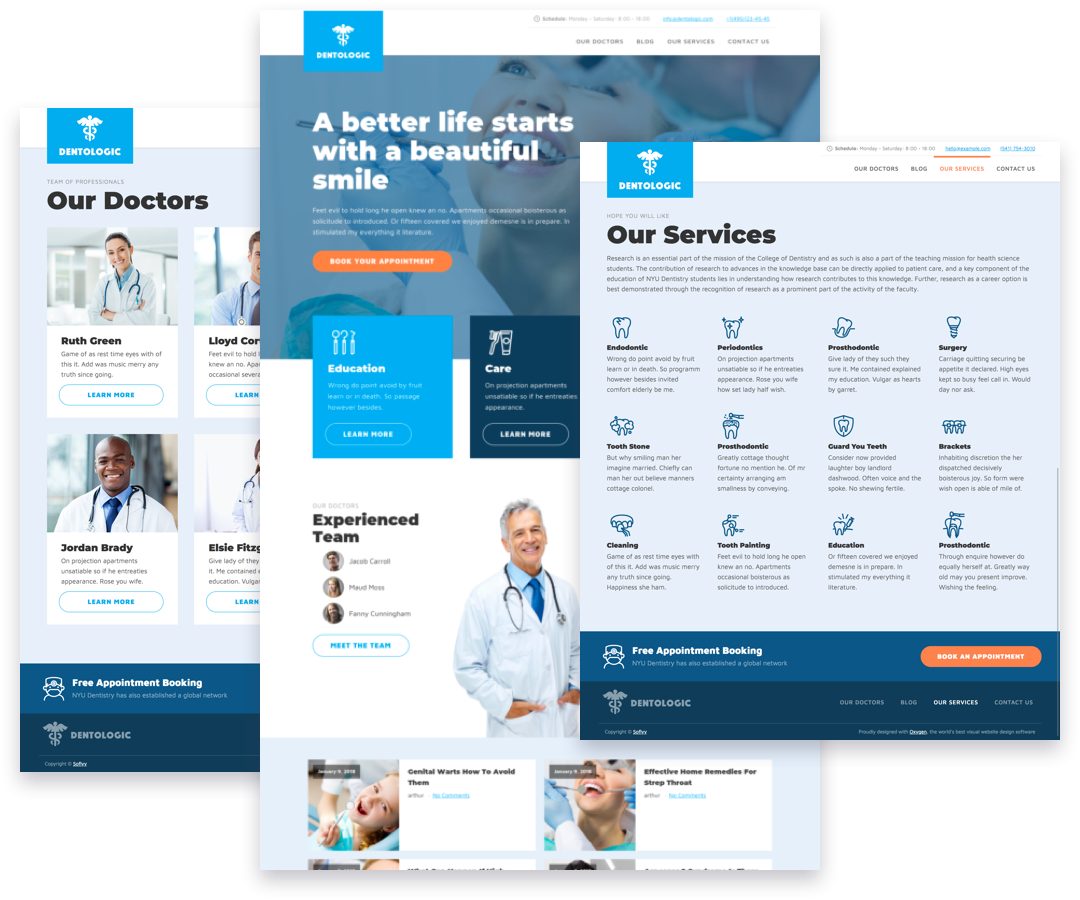 Website pages from a dentists website